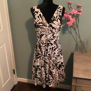 White House Black Market Black and White Midi Dress
